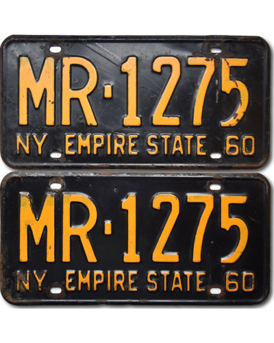 Amerikai rendszám New York 1960 Black MR-1275 pár