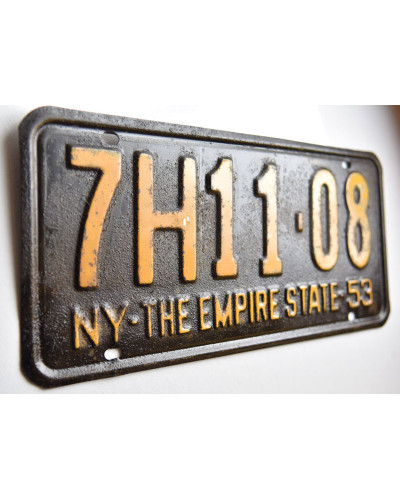 Amerikai rendszám New York 1953 Black 7H11-08 b