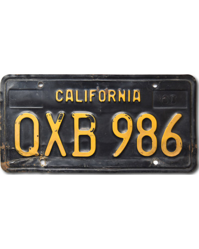 Amerikai rendszám California 1963 Black QXB 986