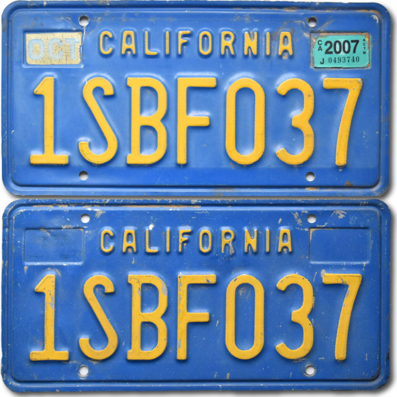 Amerikai rendszám California Blue 1SBF037 pár