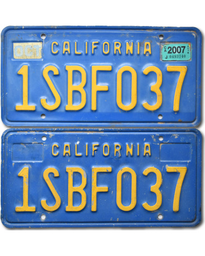 Amerikai rendszám California Blue 1SBF037 pár