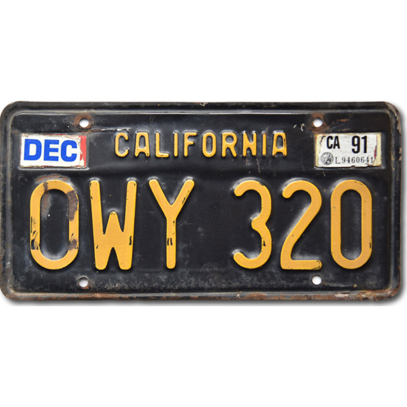 Amerikai rendszám California 1963 Black OWY 320