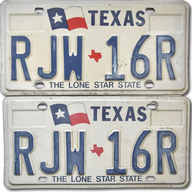 Amerikai rendszám Texas The Lone Star RJW-16R pár