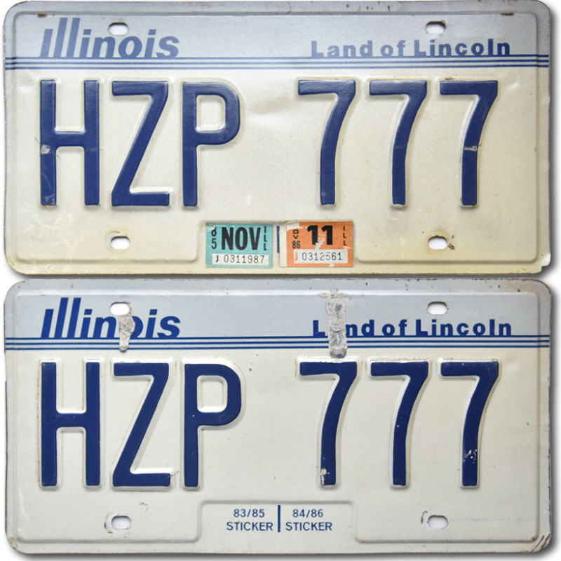 Amerikai rendszám Illinois Land of Lincoln HZP-777 pár