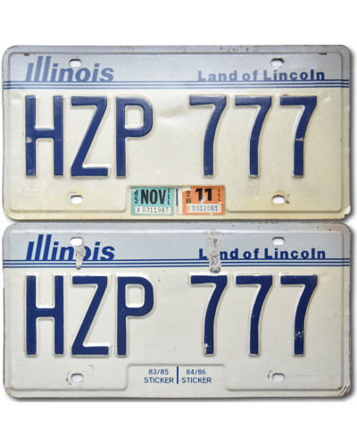 Amerikai rendszám Illinois Land of Lincoln HZP-777 pár