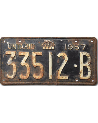 Kanadai rendszám Ontario 1957 Black 33512-B