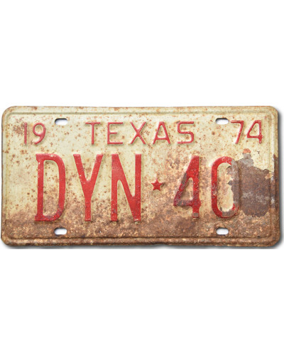 Amerikai rendszám Texas 1974 DYN-40