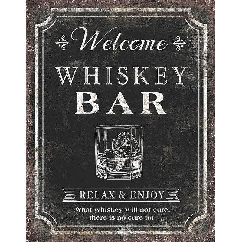 Fém tábla Whiskey Bar 32 cm x 40 cm