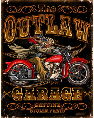 Fém tábla Outlaw Garage Bikes 32 cm x 40 cm