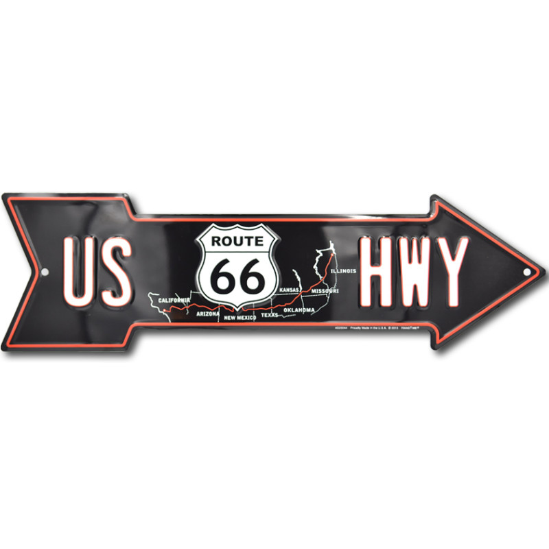 Fém tábla US 66 Highway arrow 15 cm x 50 cm