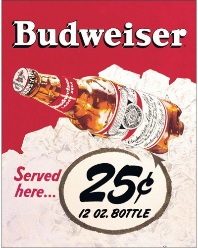 Fém tábla Budweiser 25 cents 40 cm x 32 cm