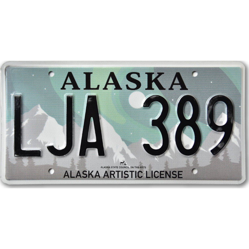 Amerikai rendszám Alaska Aurora Borealis LJA 389