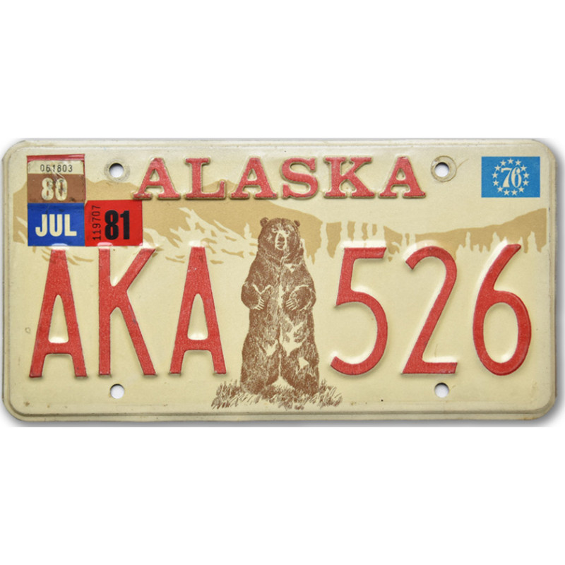 Amerikai rendszám Alaska Bear 1976 AKA 526