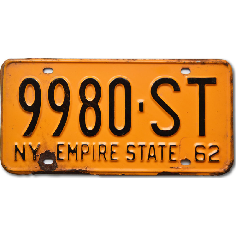 Amerikai rendszám New York 1962 Yellow 9980-ST