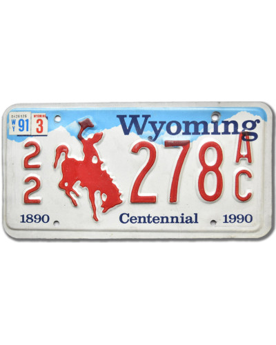 Amerikai rendszám Wyoming 1990 Centennial 22-278AC