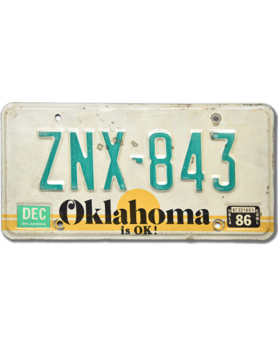 Amerikai rendszám Oklahoma is OK ZNX-843