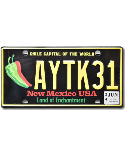 Amerikai rendszám New Mexico Chile Capital AYTK31
