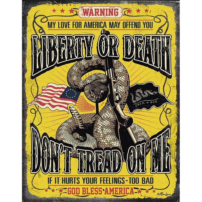Plechová cedule Dont Tread On Me Warning 32 cm x 40 cm