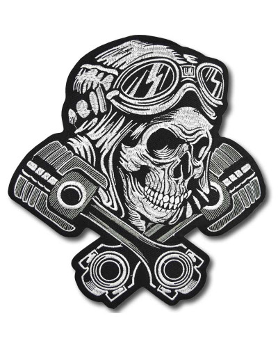 Motoros folt Pistons Skull XXL hátul 28 cm x 26 cm