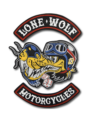 Motoros folt Lone Wolf Motorcycles XXL hátul 28 cm x 20 cm
