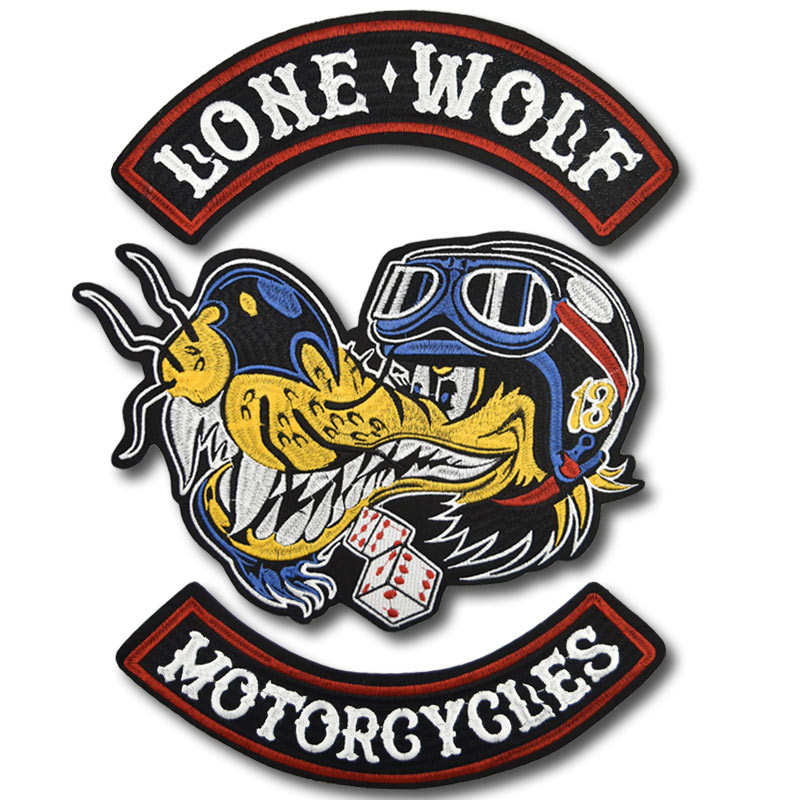 Motoros folt Lone Wolf Motorcycles XXL hátul 28 cm x 20 cm