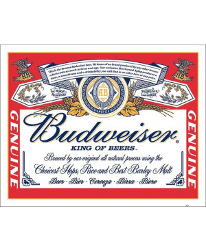 Plechová cedule Budweiser Label 32 cm x 40 cm