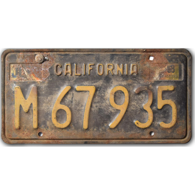 Amerikai rendszám California 1963 Black M 67935