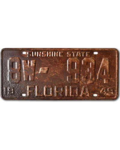 Amerikai rendszám Florida 1949 Rusty 8W-934