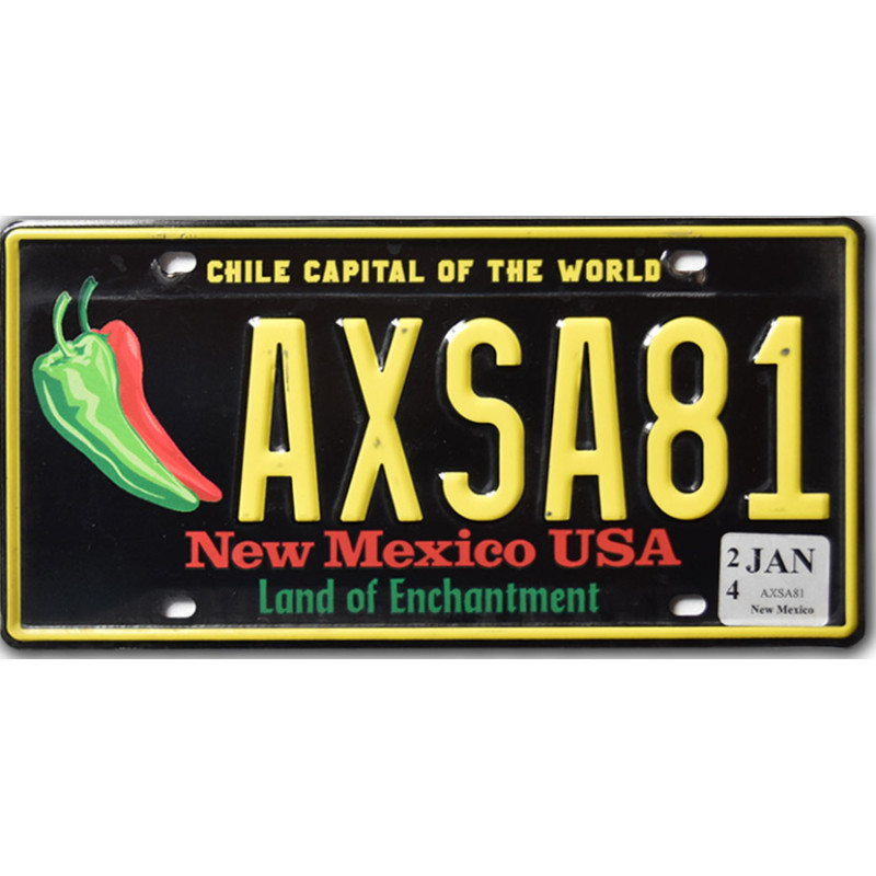 Amerikai rendszám New Mexico Chile Capital AXSA81