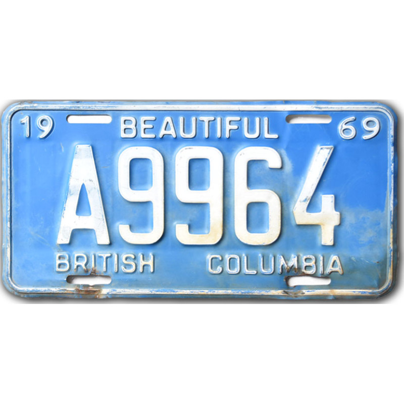 Kanadai rendszám British Columbia 1969 Blue A9964