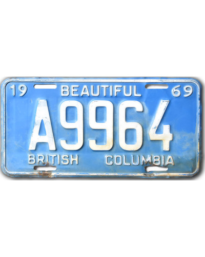 Kanadai rendszám British Columbia 1969 Blue A9964