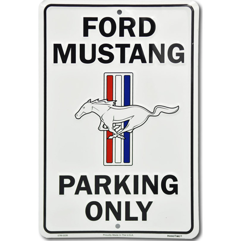 Plechová cedule Ford Mustang Parking White 20 cm x 30 cm