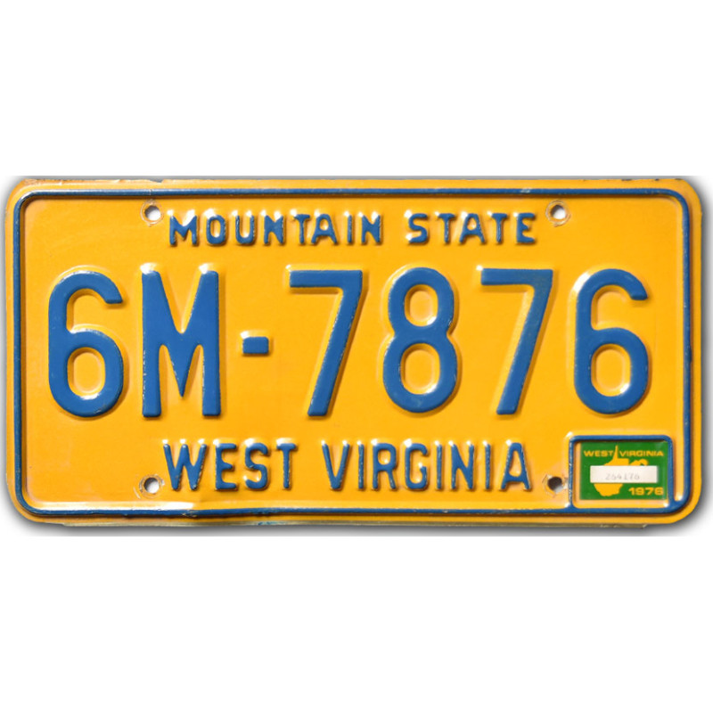 Amerikai rendszám West Virginia Mountain State 6M-7876