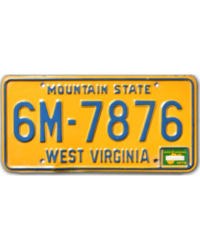 Amerikai rendszám West Virginia Mountain State 6M-7876