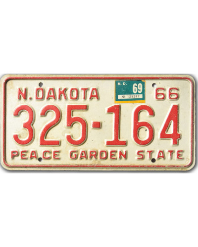 Amerikai rendszám North Dakota 1966 Garden State 325-164