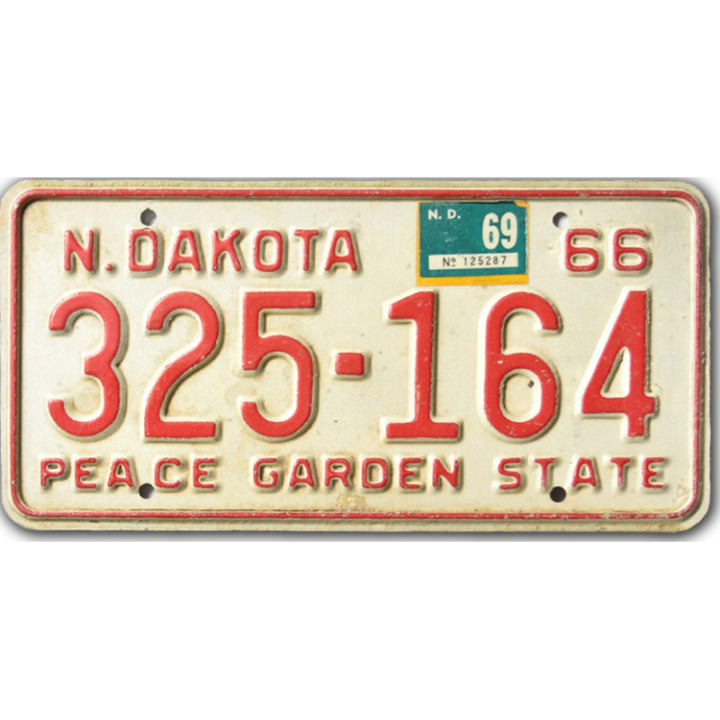 Amerikai rendszám North Dakota 1966 Garden State 325-164