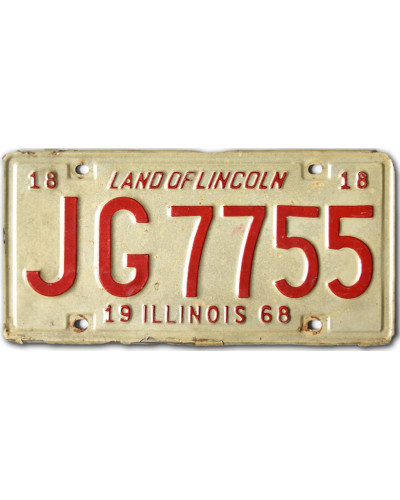 Amerikai rendszám Illinois 1968 White JG 7755