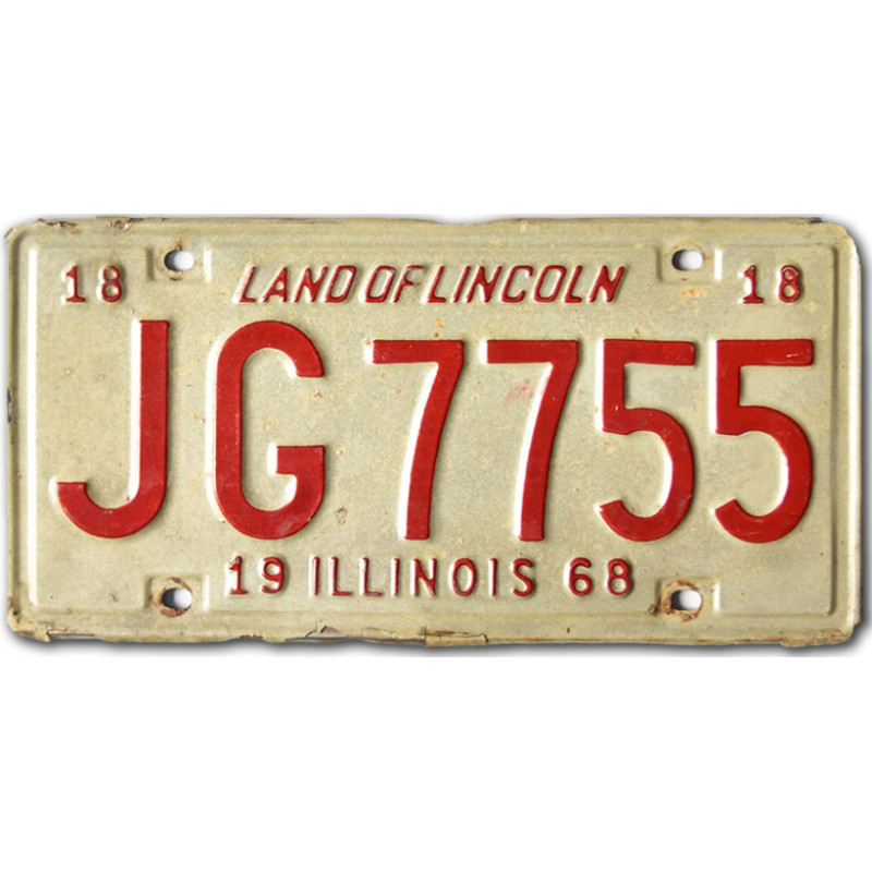 Amerikai rendszám Illinois 1968 White JG 7755