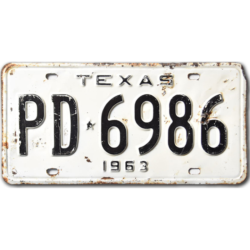 Amerikai rendszám Texas 1963 White PD-6986