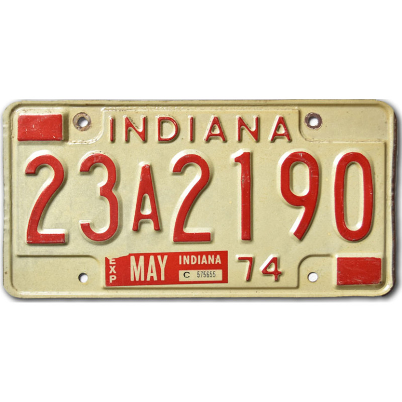 Amerikai rendszám Indiana 1974 White 23A2190