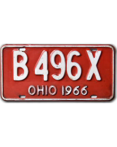 Amerikai rendszám Ohio 1966 Red B 496X