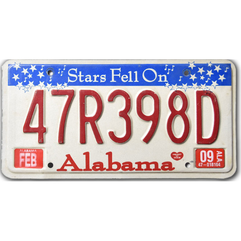 Amerikai rendszám Alabama Stars Fell On