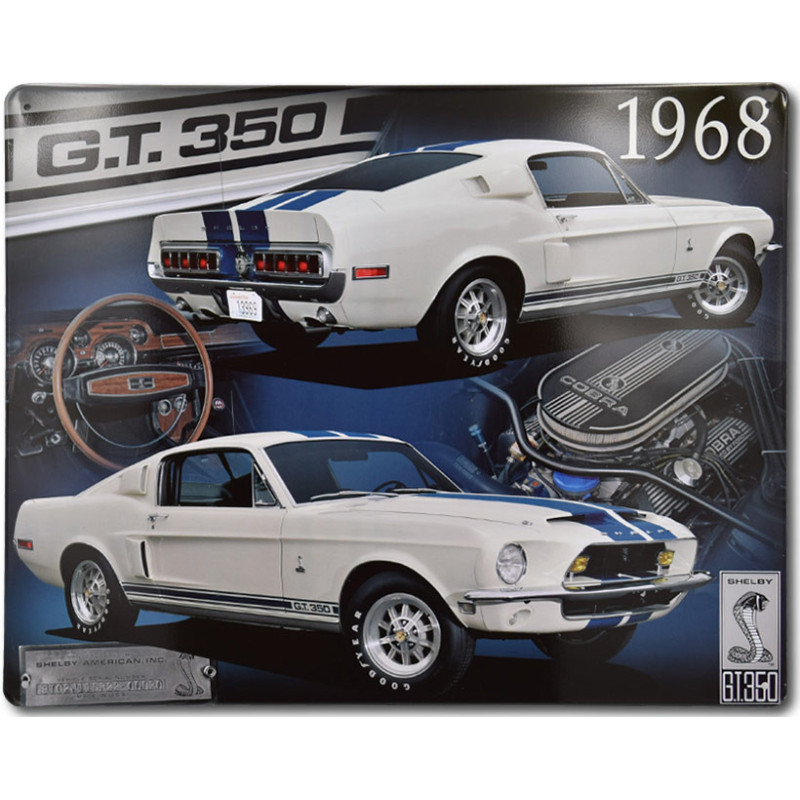 Plechová cedule 1968 Shelby GT 350 Cobra 30 cm x 38 cm