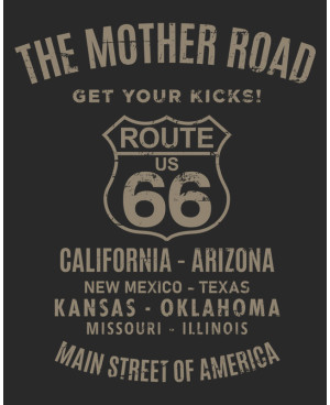 Pánské tričko The Mother Road Route 66 černédetail