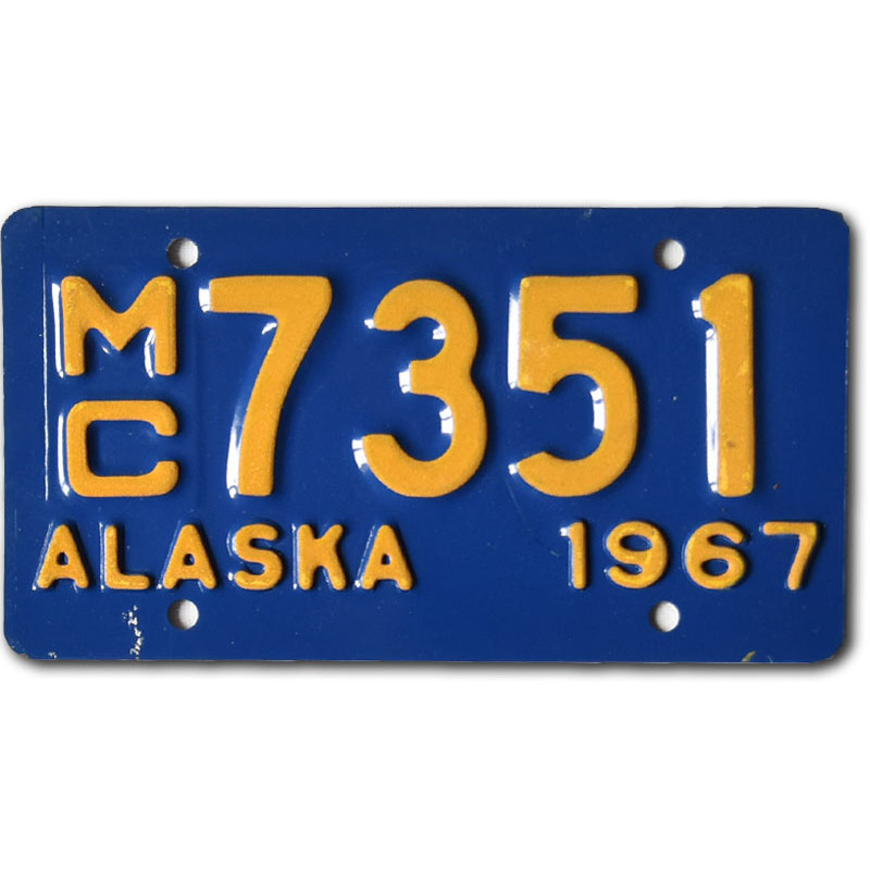 Motoros amerikai rendszám Alaska 1967 Blue MC 7351