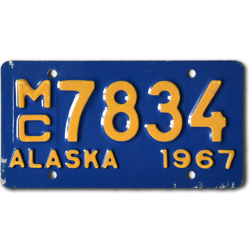 Motoros amerikai rendszám Alaska 1967 Blue MC 7834