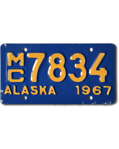 Motoros amerikai rendszám Alaska 1967 Blue MC 7834