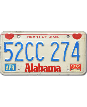 Amerikai rendszám Alabama Heart