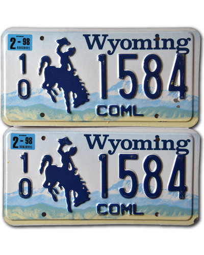 Amerikai rendszám Wyoming Coml 1584 pár