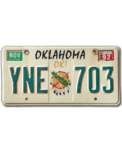 Amerikai rendszám Oklahoma OK YNE 703